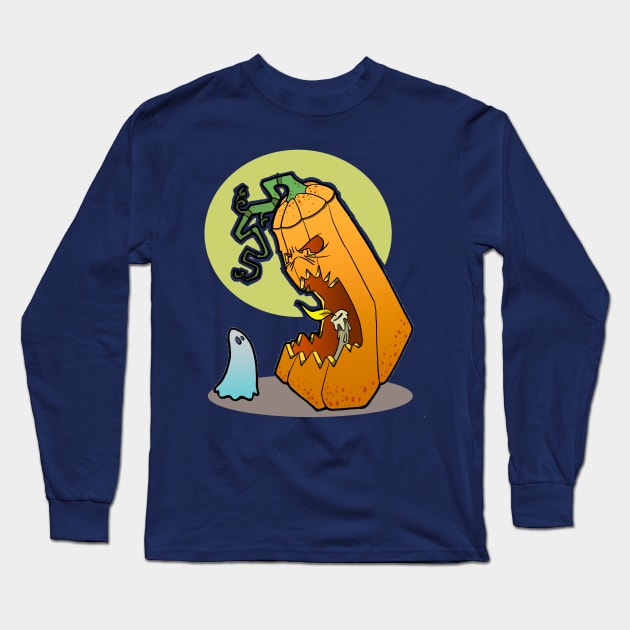 Pumpkin Ghost Long Sleeve T-Shirt by RichCameron